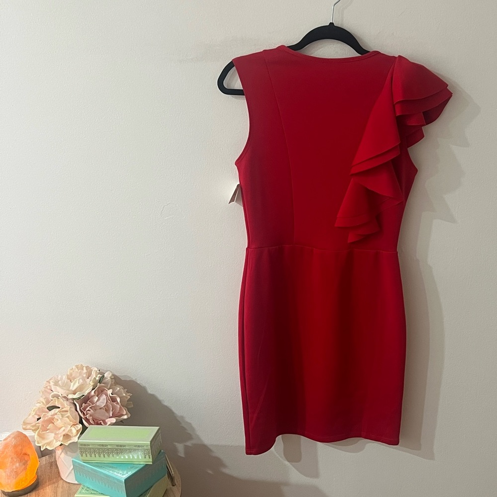 Red Dress with Ruffle - Picture 2 of 3